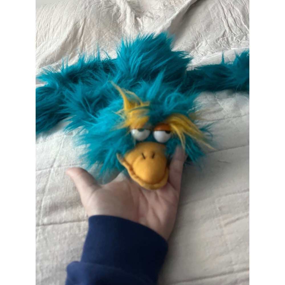 1994 Hosung Turquoise Fuzzy Doozy  Plush Toy Stuffed Animal Vintage